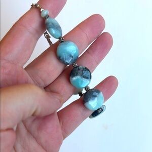 Elegant Blue Stone and Sterling Silver Bracelet